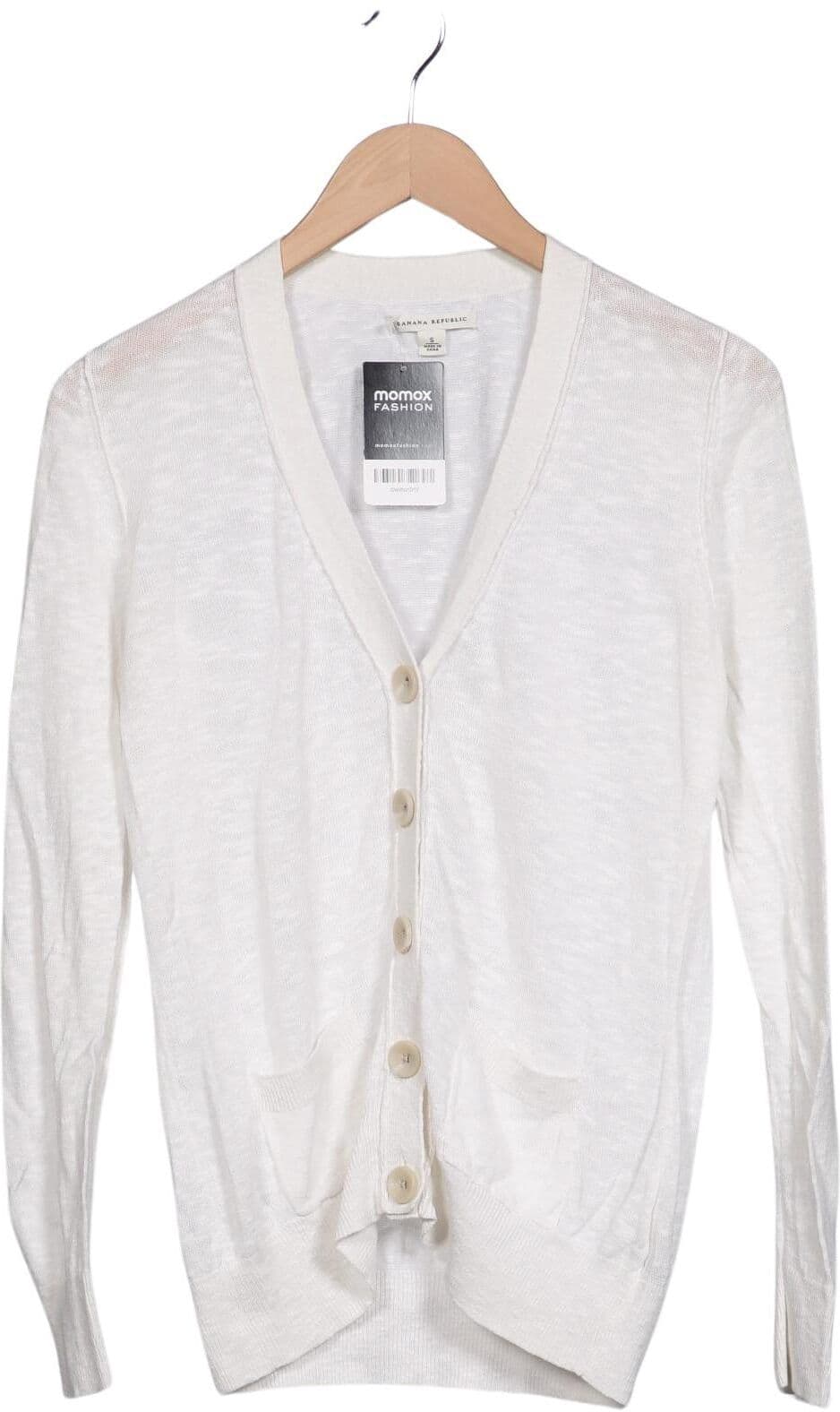 Banana Republic Damen Strickjacke, Cremeweiß, Gr. S, Leinen / Baumwolle - Second Hand