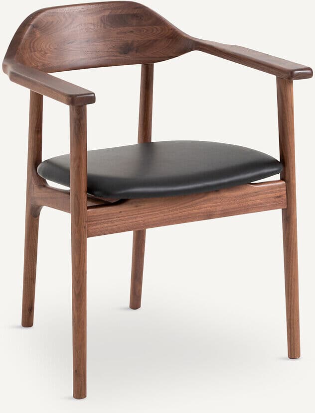 AM.PM Fauteuil de table noyer, plaqué et cuir Arié