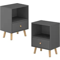 En.Casa, Nachttisch, Beistelltisch Sundsvall 2er Set Dunkelgrau (40 x 30 x 54 cm)