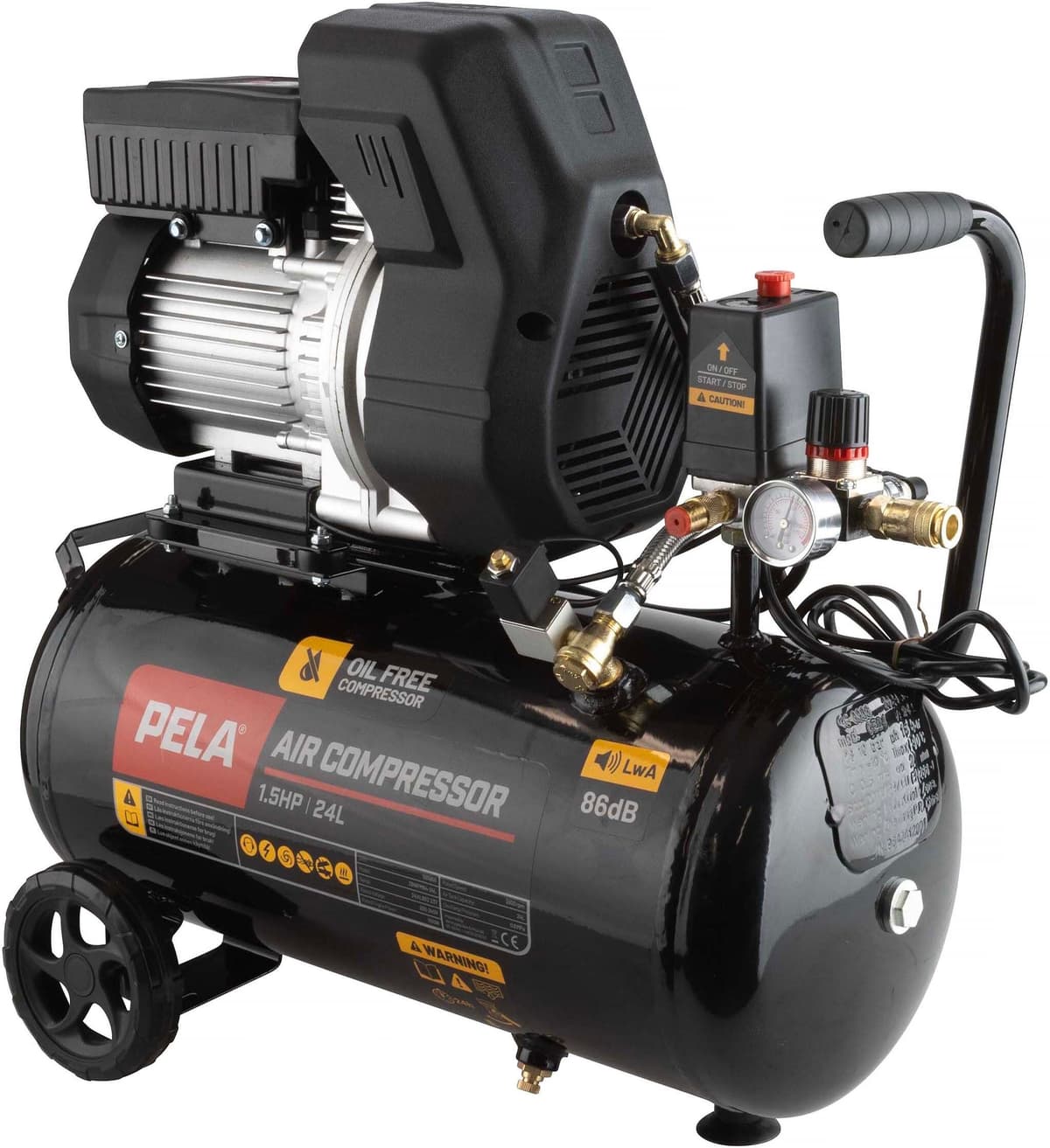 PELA Kompressor 1,5 HK, 24 L – för airbrush &amp; mindre sprutmålningsarbeten, upp till du