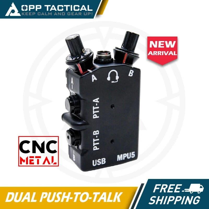 NONE FCS-Tactical MPU5 Standard Dual PTT Single and Dual-Channel Function CNC Metal Radio PTT for AMP Headset COMTAC3 Headset