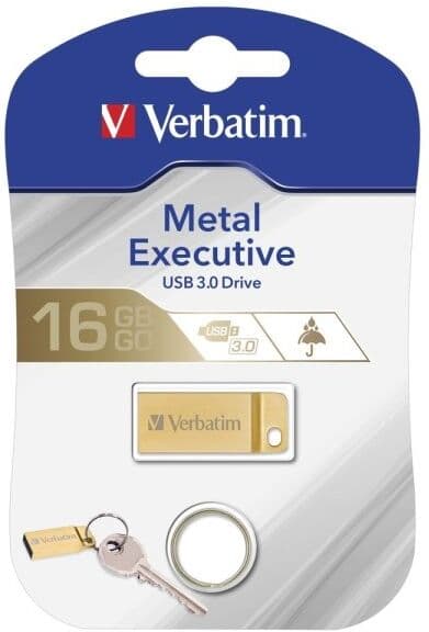 Verbatim Usb 3.0 Metal Executive Drev 16gb, Guld