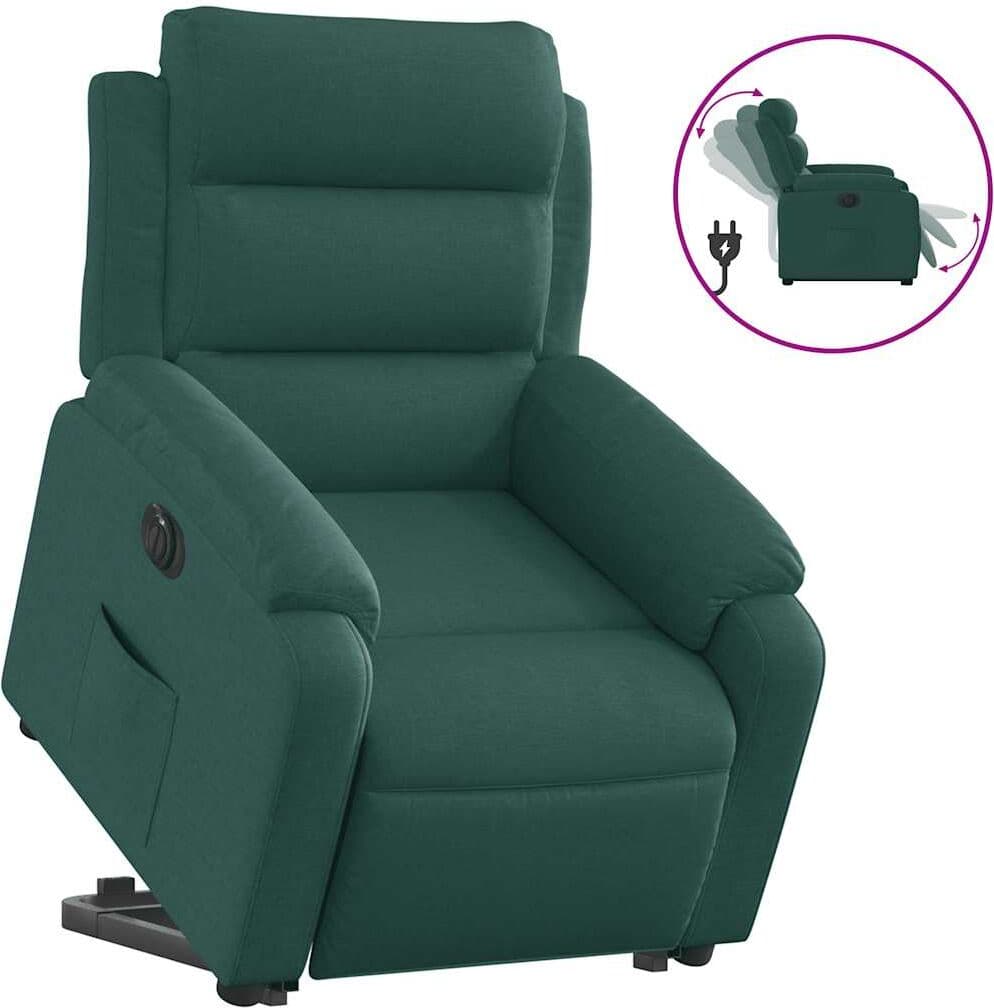 vidaXL Fauteuil inclinable électrique vert foncé tissu