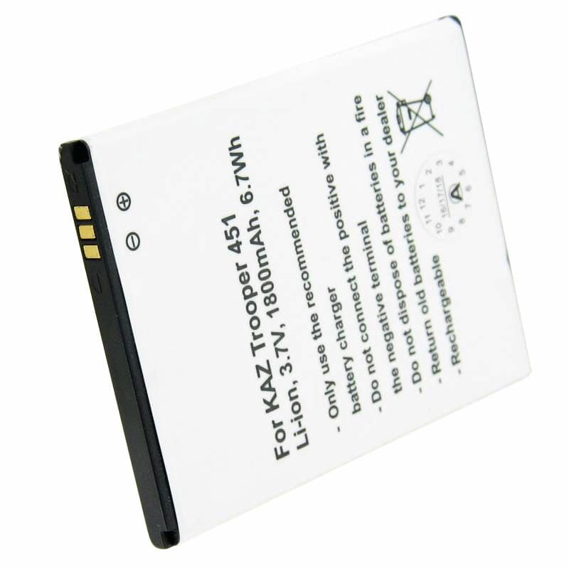 Cameron Sino Batterijen voor Kazam Trooper 451 en TR4501, 3.7 Volt, 1800mAh