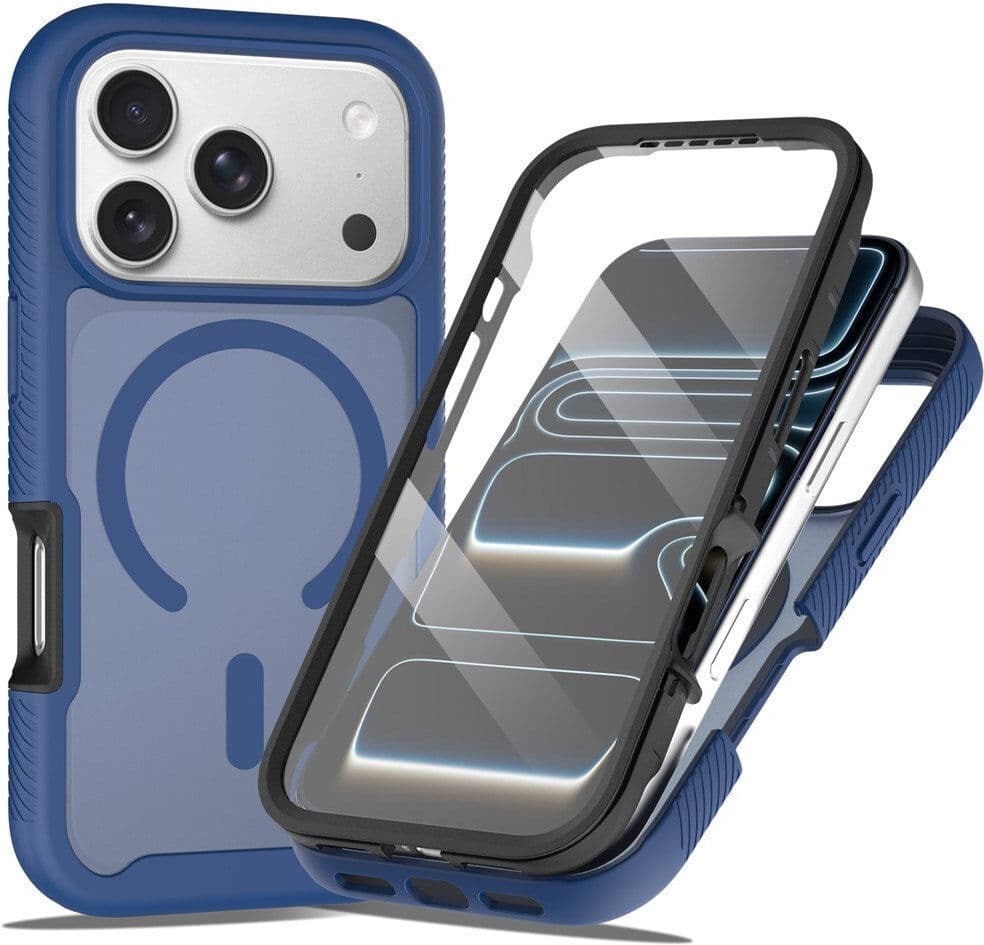 iPhone 18 Pro Max / 17 Pro Max EIDERWOOD Mat Hybrid Plast Bagside Cover m. Skærmbeskyttelsesfilm - MagSafe Kompatibel - Blå