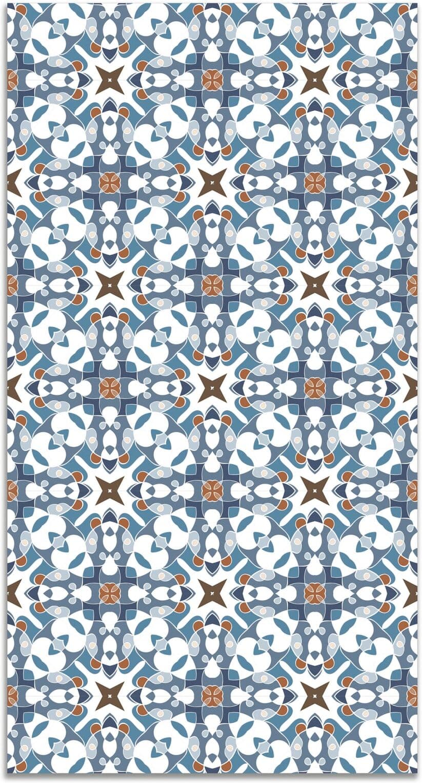 Home and Living Alfombra vinílica azulejo hidráulico tipo oriental azul 200x250 cm