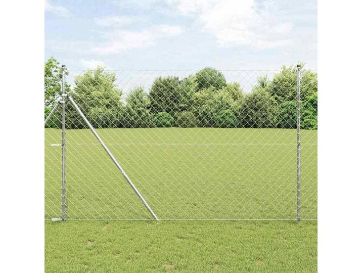 vidaXL Bodenmontierter Maschendrahtzaun 10 x 1,6 m Verzinkter Stahl