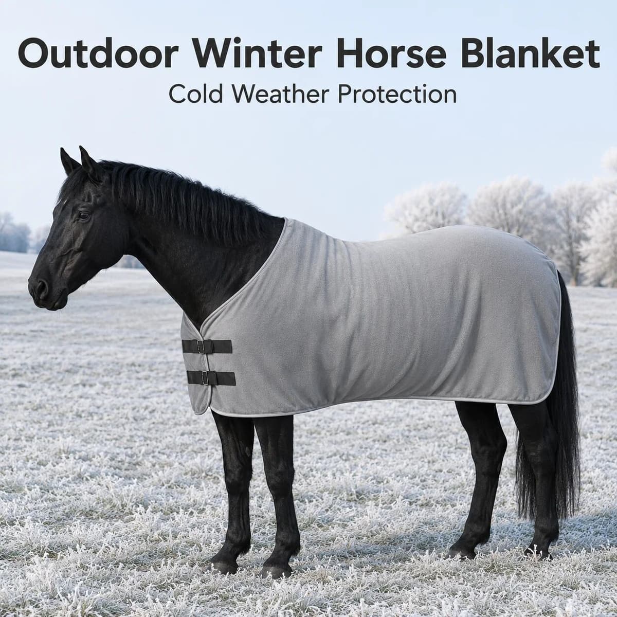 NONE Outdoor Winter Horse Blanket Windproof Warm Horse Rug Adjustable Buckle Turnout Blanket Stable Cover for Cold Weather