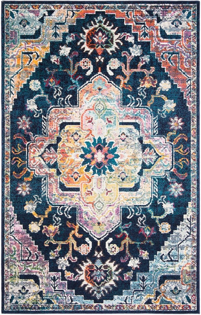 Bloomsbury Market Mashburn Oriental Hand Woven Area Rug Navy Rectangle 91 x 152 cm