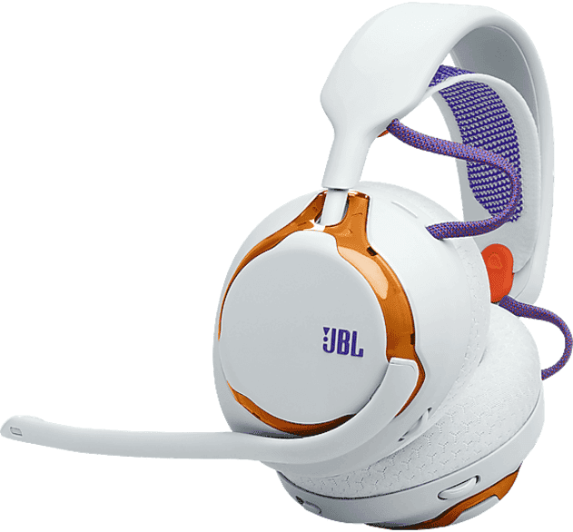 Auriculares gaming - JBL Quantum 650, 45 h de autonomía, Inalámbrico, Blanco y Naranja