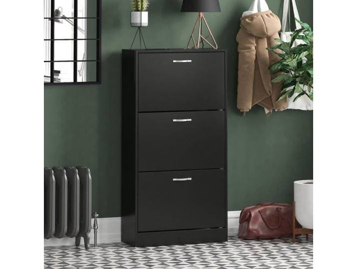 Meuble à chaussures 3 tiroirs – Armoire de rangement pour chaussures meuble d'entrée ou de couloir Noir
