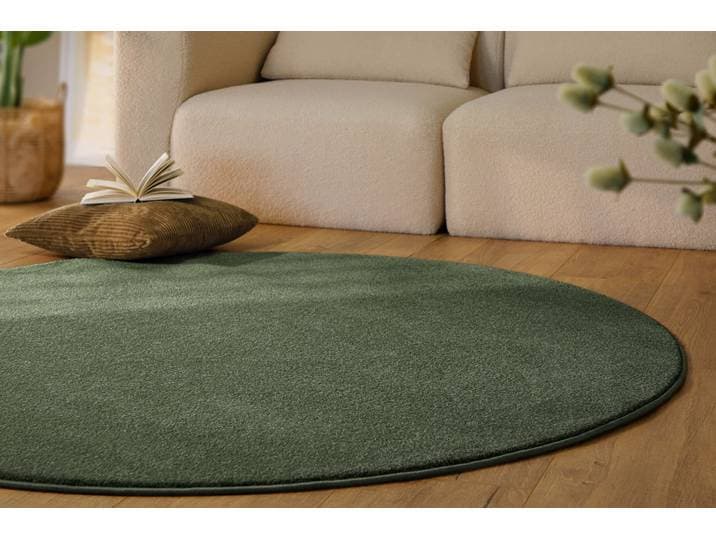 Teppich ESPRIT Vegas - ESPRIT Kollektion , laub grün, H:15mm Ø:120cm, Polypropylen, Teppiche, Teppich, Kurzflor, uni, gewebt, pflegeleicht, formstabil, für Fussbodenheizung