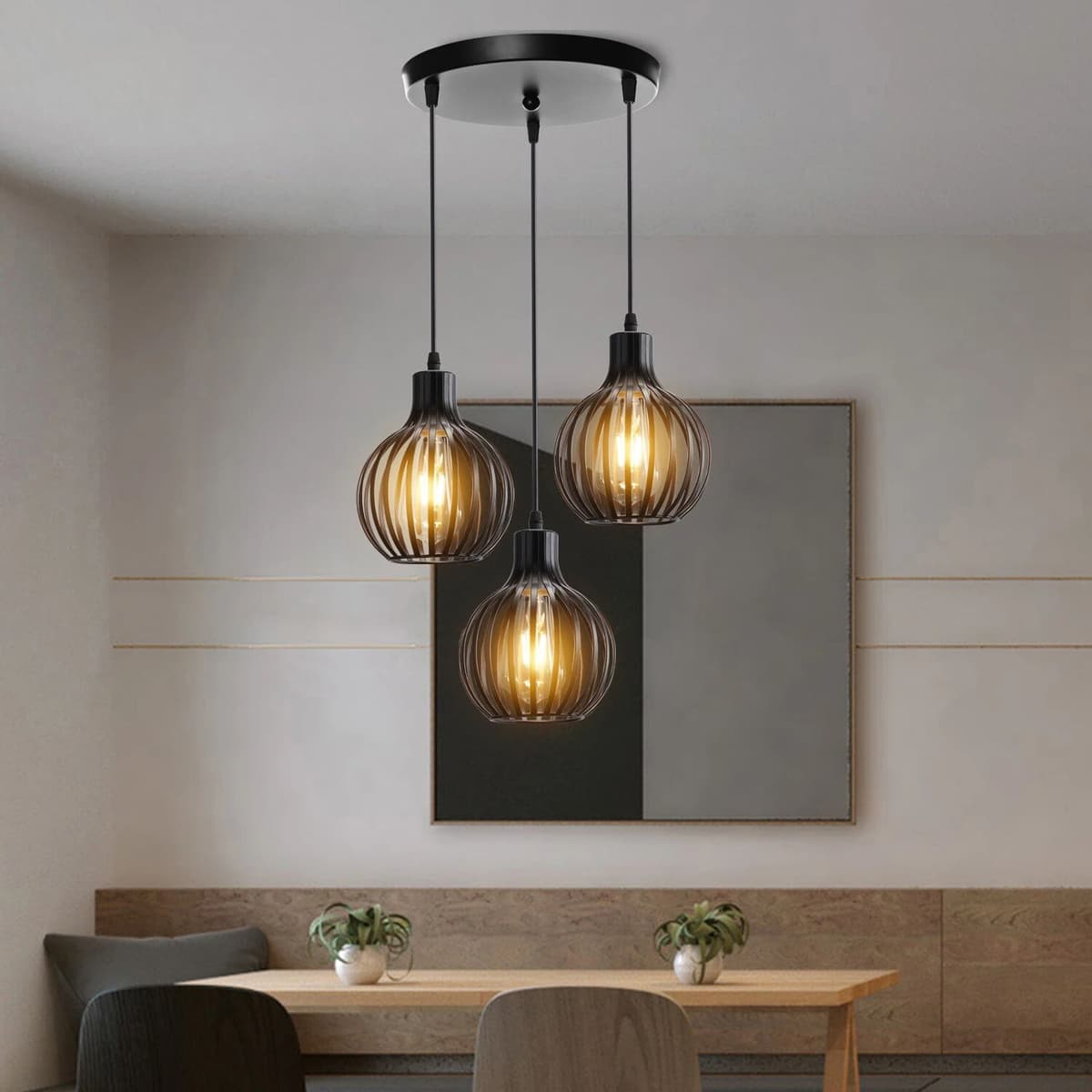 RGTink Retro Industrial Pendant Lamp Shade Geometric Modern Iron Lampshade Restaurant Hanging Light Creative Corridor Lighting Fixture