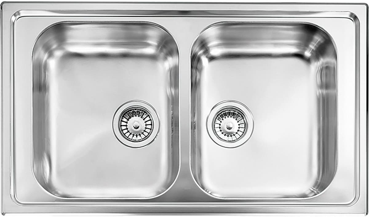 Cmspa LAVELLO ZENITH 86x50 cm INOX SATINATO 2 VASCHE PILETTA 3''