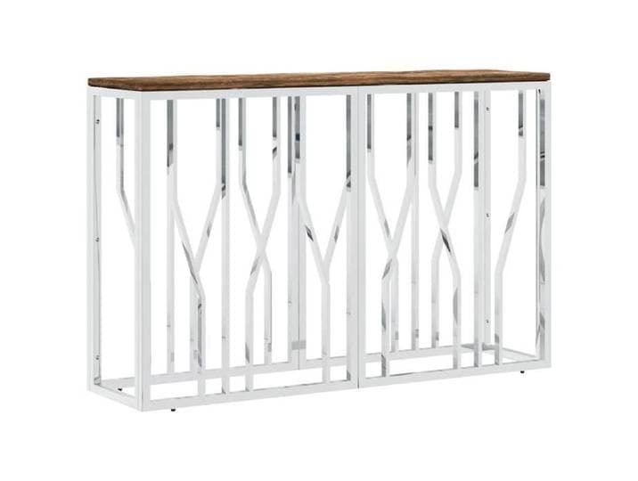 Chic Table console acier inoxydable et bois massif de récupération - Table de salon &1_16500