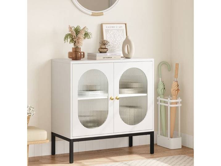 Meuble Buffet Meuble de Rangement en rotin Meuble d'appoint en Bois- 80X40X82.8CM-BLANC
