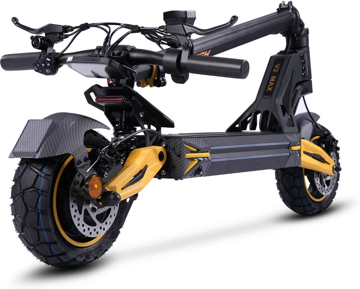 NONE Twofish V2MAX Folding Adult Electric Scooter, 10‑Inch Tubeless Tires, IPX4 Waterproof, Aluminum Alloy Material, 6‑8 Hours Charging Time, 48V 17Ah Battery, Adult City Commuter Electric Scooter