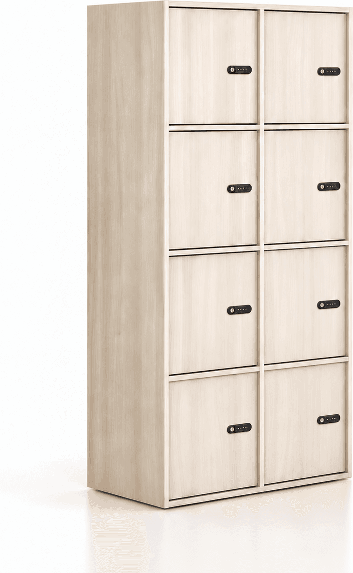 B2B Partner Kancelářská skříň FRAME, 8x dveře, 872 x 450 x 1735 mm, mechanický kódový zámek, dub přírodní
