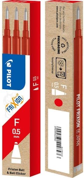 Refill PILOT Frixion 0,5mm rÃ¶d 3/fp