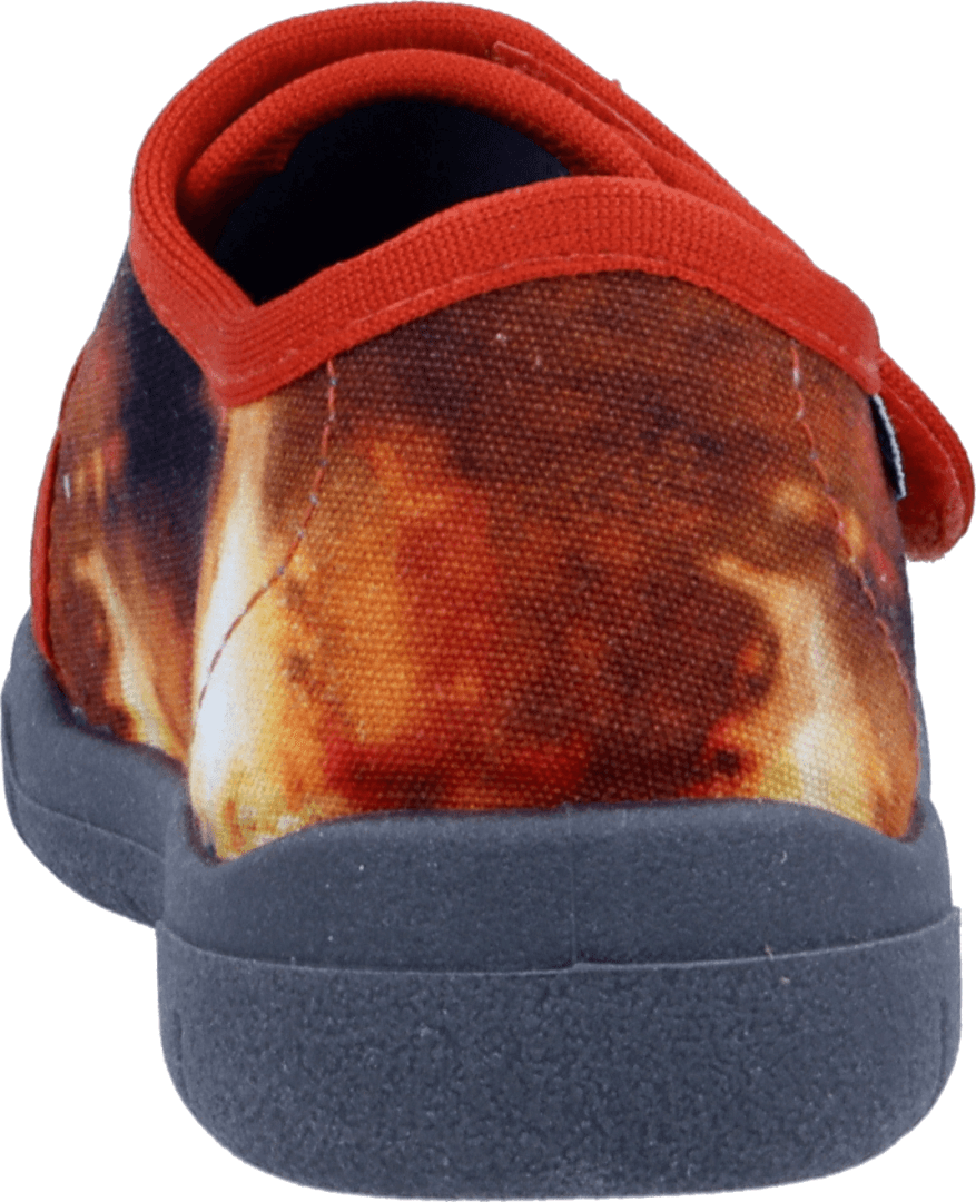 Hausschuh RICHTER "Matz", Jungen, Gr. 25, Baumwolle, blau (rot), kontrastfarbene Details, Schuhe Hausschuh, Halbschuh, Kinderschuh, Kontrastbesätzen, Grössenschablone zum Download rot 25, Baumwolle