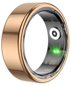 StayWell Smart Ring Military Grade Titanium Steel Shell, Health Monitoring IP68 & 3ATM, Waterproof Multi Sport Modes gold 12