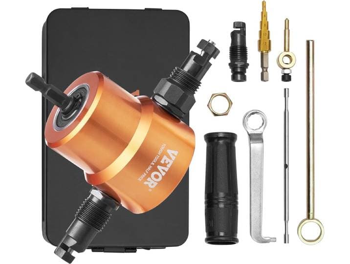 VEVOR Blikschaar Opzetstuk metalen Schaaropzet 1\,6 mm\, 1500-3000 Rpm Blikschaar Boor Slagmoersleutel Opzetstuk\, Universeel Inzetbaar Zwart metalen Schaaropzet Klaar Boor Oranje