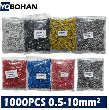 Inspired Living 1000pcs Insulated Wire Ferrules Assortment (E0508E2508) Cord End Terminals Wire Ferrule Kit e7508 red 1000pcs