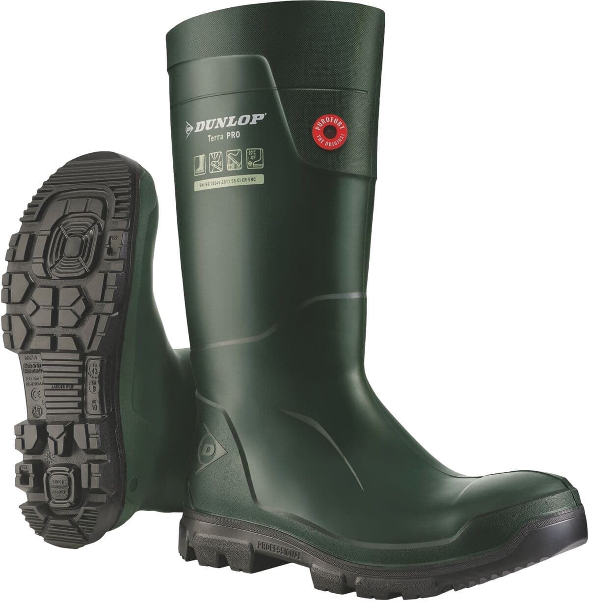 Gummistiefel DUNLOP "Purofort TerraPRO", Damen, Gr. 44, grün (oliv), Obermaterial: 100% Textilmaterial TEXMAT., Schuhe Gummistiefel