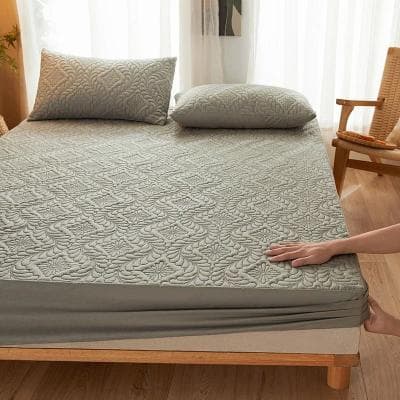Uplifted Finds Waterproof Quilted Mattress Protector Fitted Cover Breathable Anti Mite king 78 X 80 X 12 In gray
