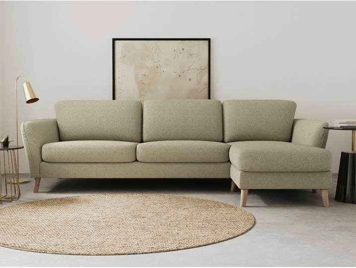 Ecksofa GOODPRODUCT MARSEILLE (279/152cm),L-Form, Rec. rechts/links, verschiedene Bezüge , beige, B:279cm H:88cm T:152cm, Struktur fein (58% Polyester, 22% Polypropylen);Filzoptik (100% Polyester);Webstoff (100% Polyester), Sofas, Ecksofa, Massivholzbeine Eiche, Landhausstil, Wellenunterfederung