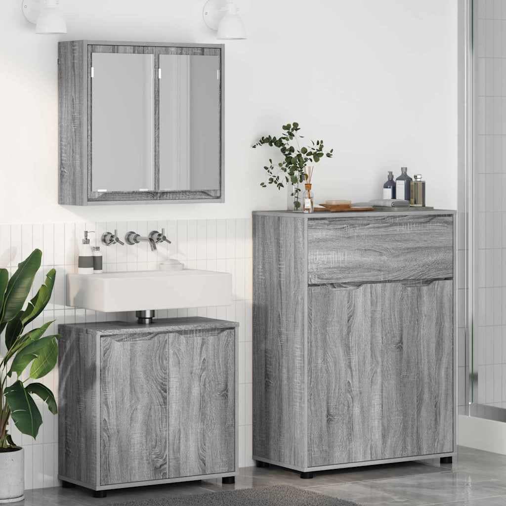 vidaXL Ensemble de mobilier de salle de bain 3 pc Gris Sonoma