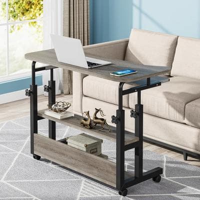 BLUEBELL Height Adjustable Portable Desk with Charging Station, Sofa Couch Bedside Laptop Table