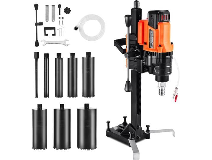 VEVOR Diamantkernboormachine\, Boordiameter 2-20cm\, Nat/droog Diamantboren met 8 Boren en Boorstandaard\, 850tpm\, UNC1 1/4-7 Schroefdraad\, voor Beton\, Baksteen\, Steen\, 3000 W