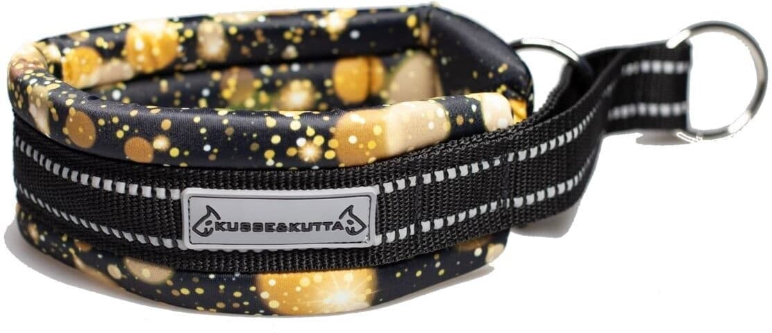 Kusse & Kutta Brett Hundhalsband Vadderat Svart & Guld 9