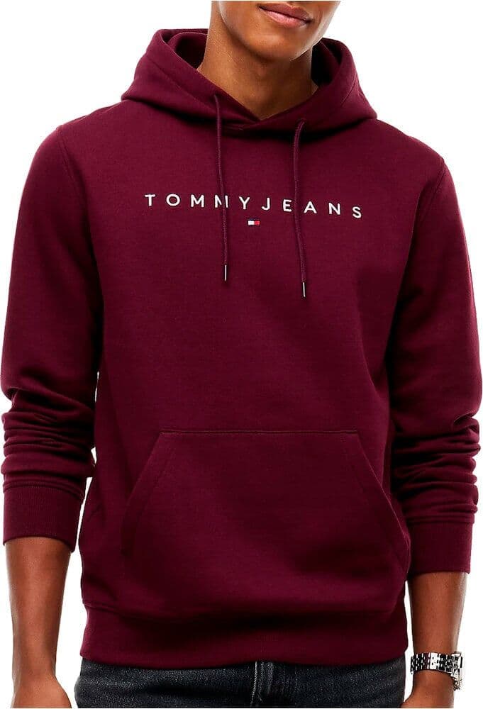 Tommy Hilfiger reg linear logo hoodie ext sudadera hombre Granate (L)