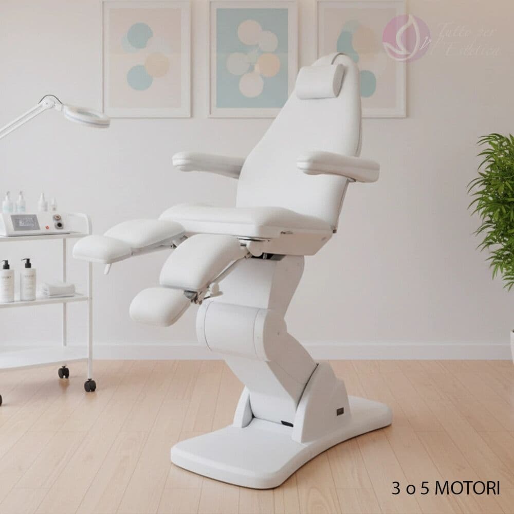 Weelko Poltrona elettrica Podologica Professionale per estetista centro estetico 3 o 5 motori Cubo BIANCO 3 Motori