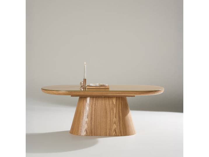 Nohr Ovale Salontafel Nateshia MDF en glas, 120 x 60cm - Naturel - Ovaal