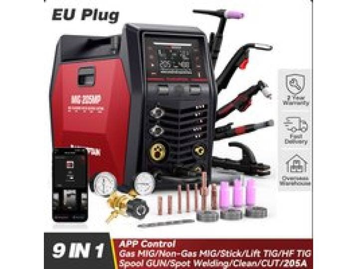 ARCCAPTIAN Aluminium MIG Lasmachine 9 in 1 APP Gas Flux core MIG MMA CUT Lift HT TIG Spool Gun Clean MIG205MP Synergy Lasser