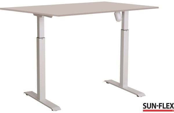 Sun-Flex I Hæve-Sænkebord, 140x80, Hvid/grå