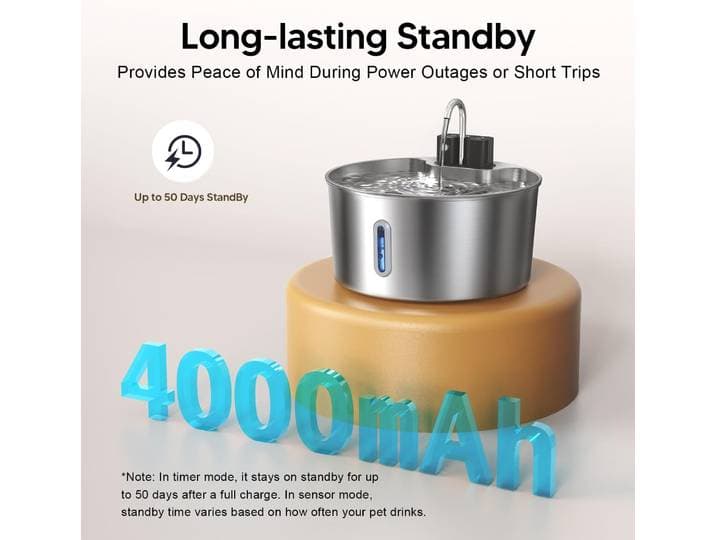 Bol en acier inoxydable de grande capacité 7L - Fontaine à eau pour chat à induction rechargeable, induction sans fil, convient pour une utilisation aléatoire.