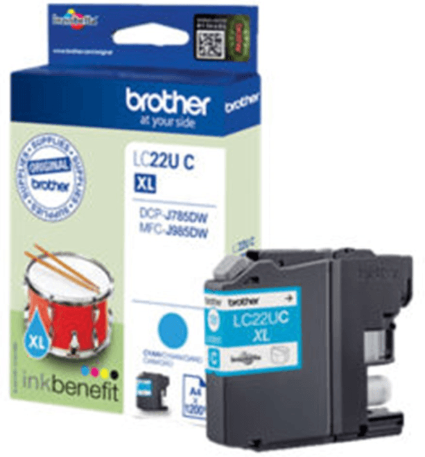 Brother Lc22uc Blekkpatron – Kapasitet 1.200 Sider (Brolc22uc, Cyan, 1 Eske) Cyan