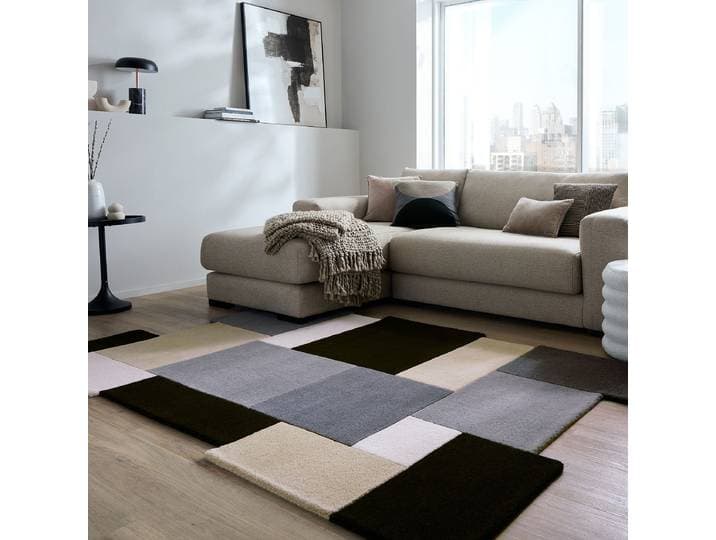 home24 Wollen vloerkleed Collage Cuts zwart 150 x 240cm wol