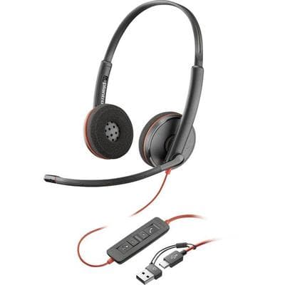 HP Poly Blackwire C3220 Over Ear Headset kabelgebunden Stereo Schwarz Headset, Lautstärkeregelung, Mikrofon-Stummschaltung Computer -