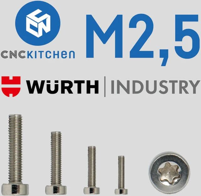 CNCKitchen M2.5 Screw Low Head Tx8 -25pk 10mm