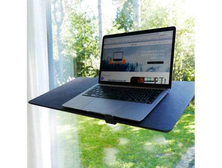 NOT A DESK Zwart zwevende bureau L - MDF hout - Made in Belgium - compact bureau - in hoogte en helling verstelbaar - mobiel zit sta bureau -