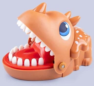 JoyToys Snap & Chomp Finger Bite Game Dinosaur Toy For Kids And Family Fun brown