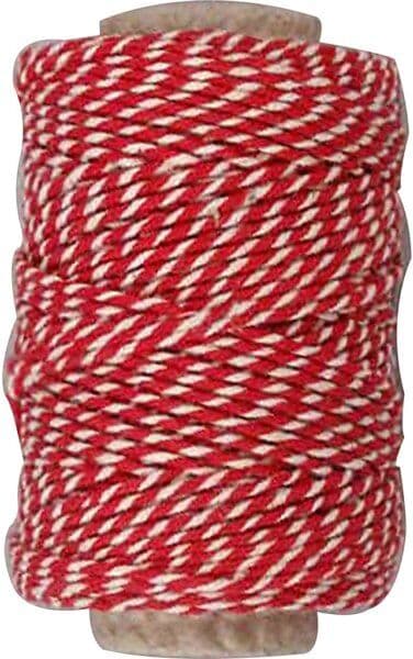 No-Name Bomuldssnor, 1,1 Mm X 50 M, Rød/hvid