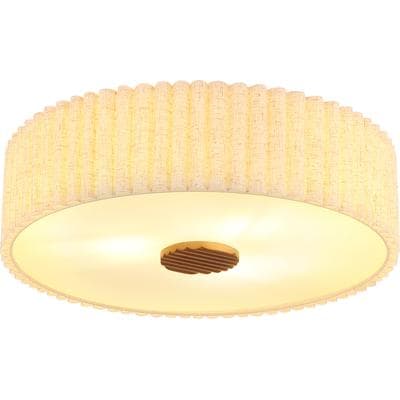 GLOBO LIGHTING Deckenleuchte "JANNIE", beige (sandfarben matt), 3, Ø 50cm H: 16,2cm, 1 Stk., Leuchten, Runde Deckenleuchte mit Holz & Leinen, warm & gemütlich, Deckenleuchte