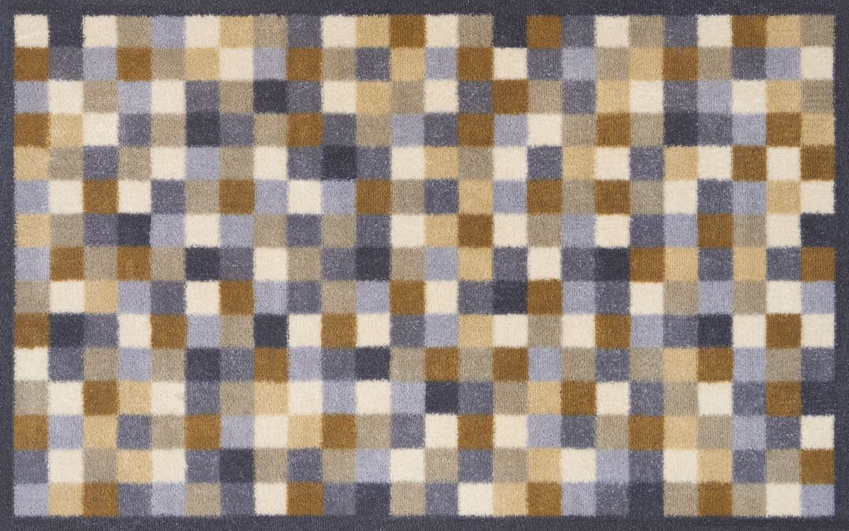 Fussmatte TURTLE MAT "und Läufer Neutral Squares", braun (bunt), B:75cm H:9mm L:120cm, Obermaterial: 85% Baumwolle, 15% Viskose, Teppiche, Fussmatte bunt B : 75cm 1 Stk., 9mm, L: 120cm