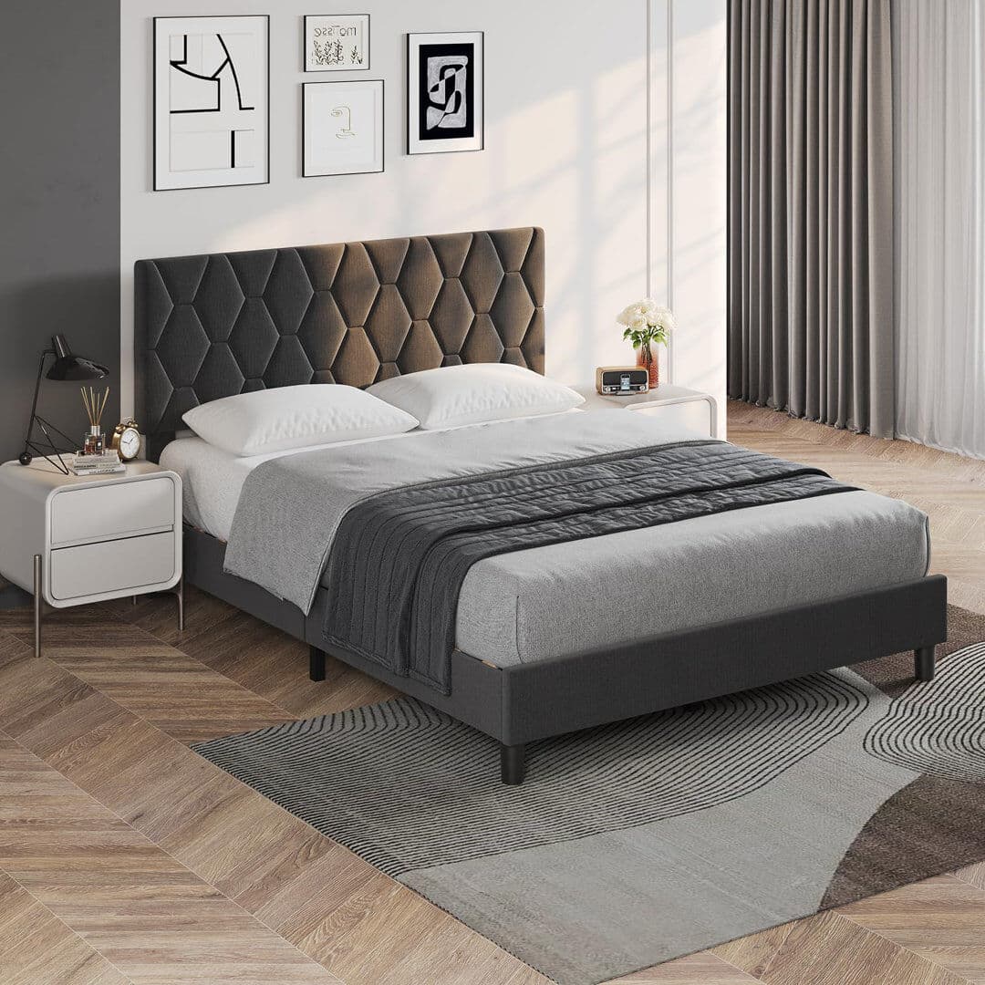 17 Stories Bed Frame Off white UK DOUBLE